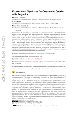 Enumeration Algorithms for Conjunctive Queries with Projection