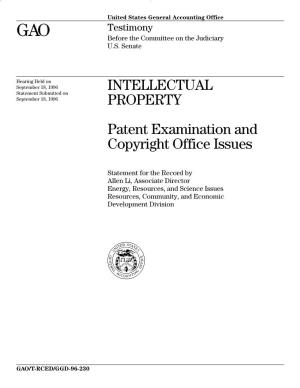 T-RCED/GGD-96-230 Intellectual Property: Patent Examination and Copyright Office Issues