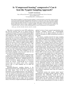 Compressive? Can It Beat the Nyquist Sampling Approach?