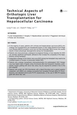 Technical Aspects of Orthotopic Liver Transplantation for Hepatocellular Carcinoma