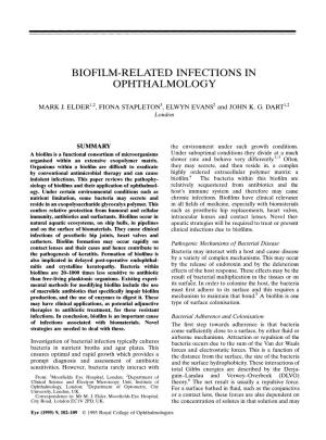 Biofilm-Related Infections in Ophthalmology