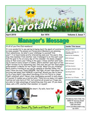Aerotalk! April 2019 Est 1974 Volume 2, Issue 7