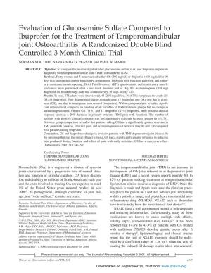 Evaluation of Glucosamine Sulfate Compared to Ibuprofen for the Treatment of Temporomandibular Joint Osteoarthritis