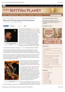 The Piano Scene of Ahmad Jamal | Rhythm Planet 01.07.14 09:51
