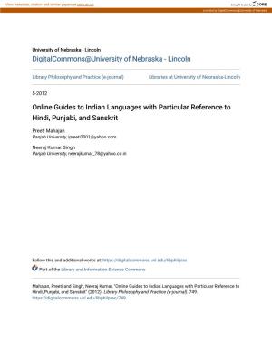 Online Guides to Indian Languages with Particular Reference to Hindi, Punjabi, and Sanskrit