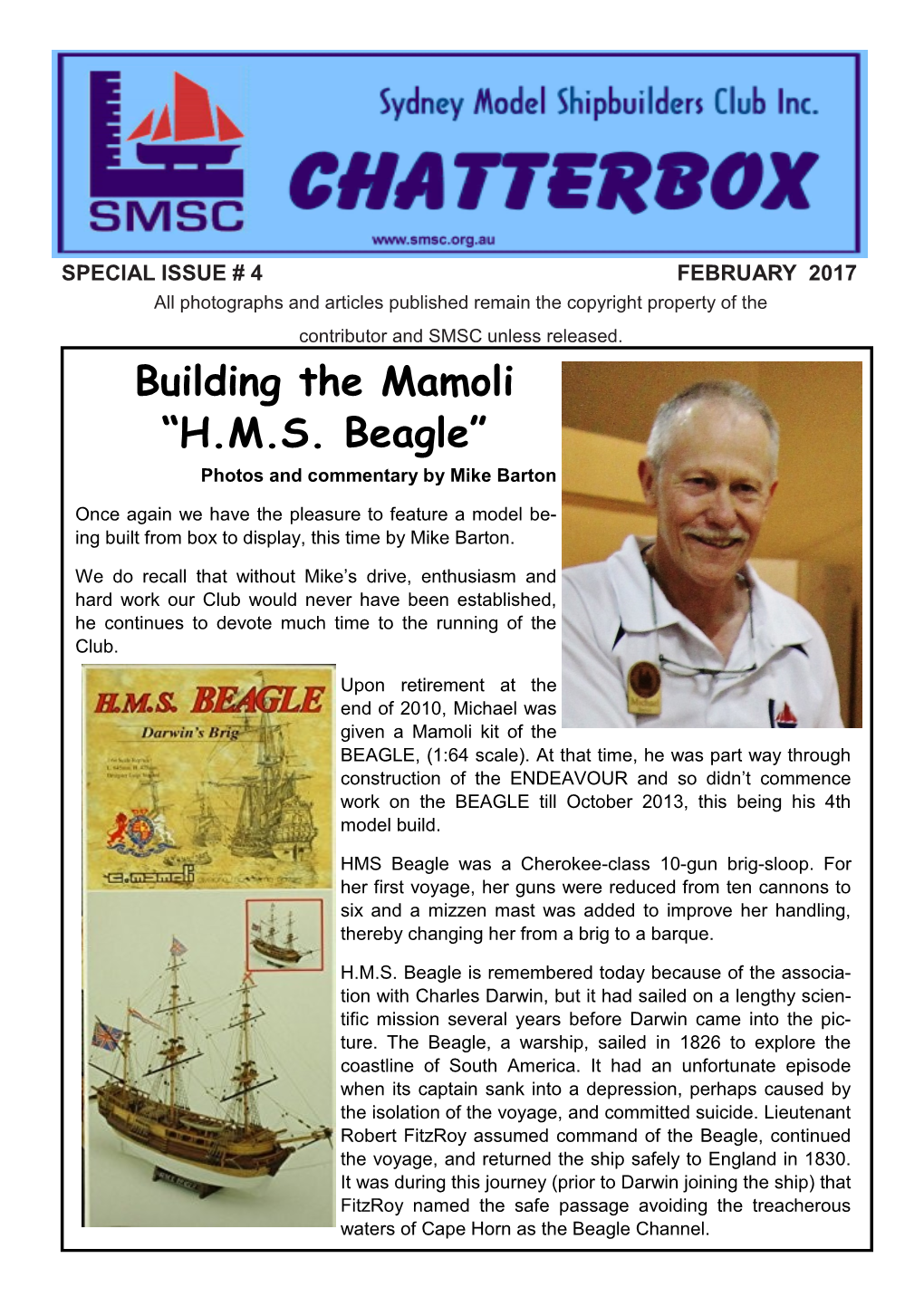 Building the Mamoli “H.M.S. Beagle” Photos and Commentary by Mike Barton