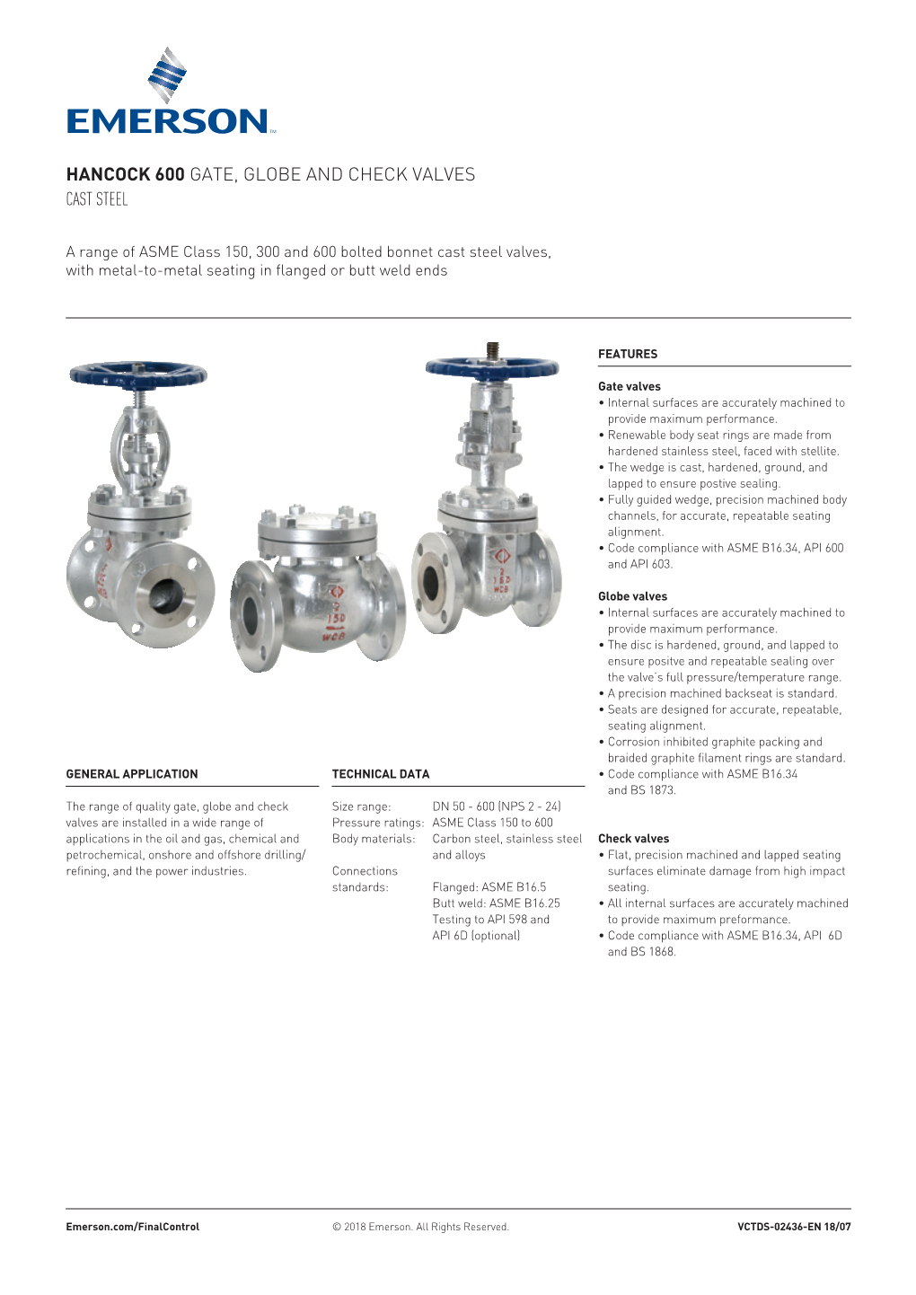 Hancock 600 Gate, Globe and Check Valves Cast Steel