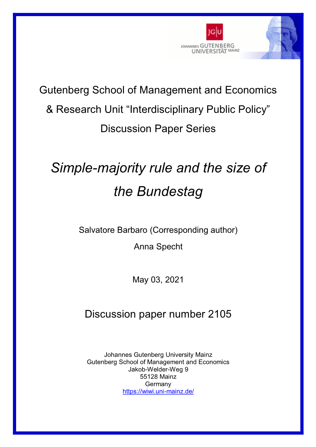 Simple-Majority Rule and the Size of the Bundestag