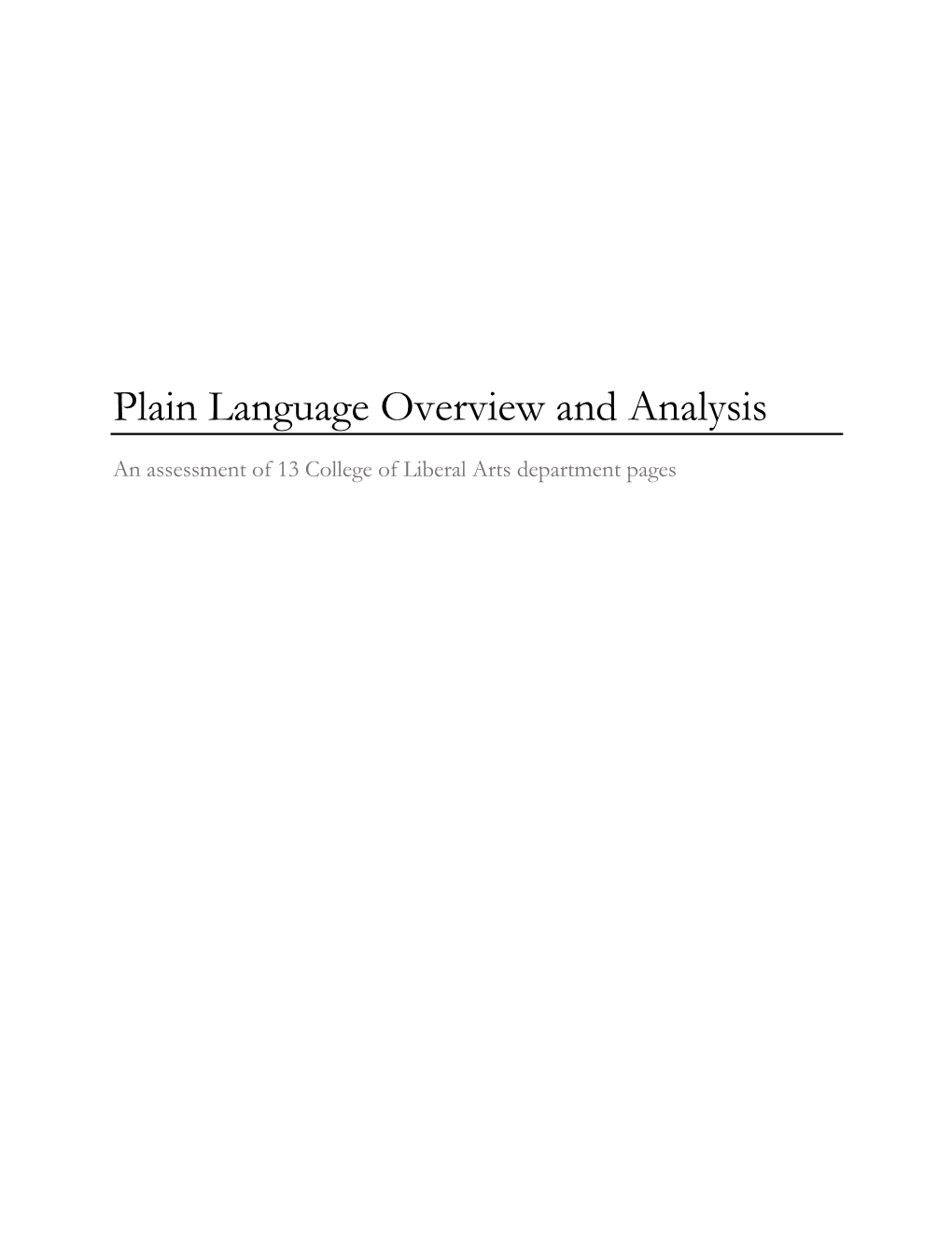 Plain Language Overview and Analysis