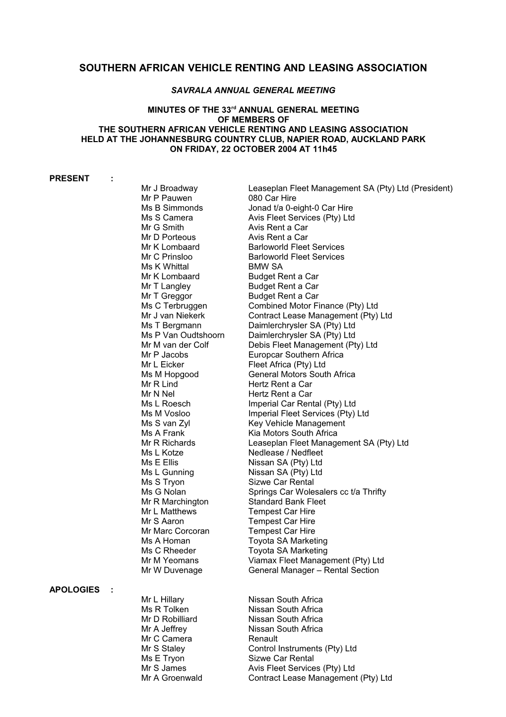 Southern African Vehicle Renting and Leasing Association s5