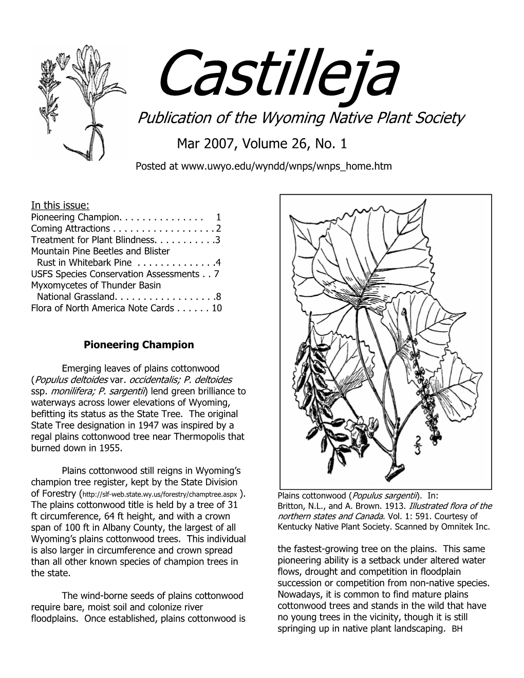 A Publication of the Wyoming Native Plant Society