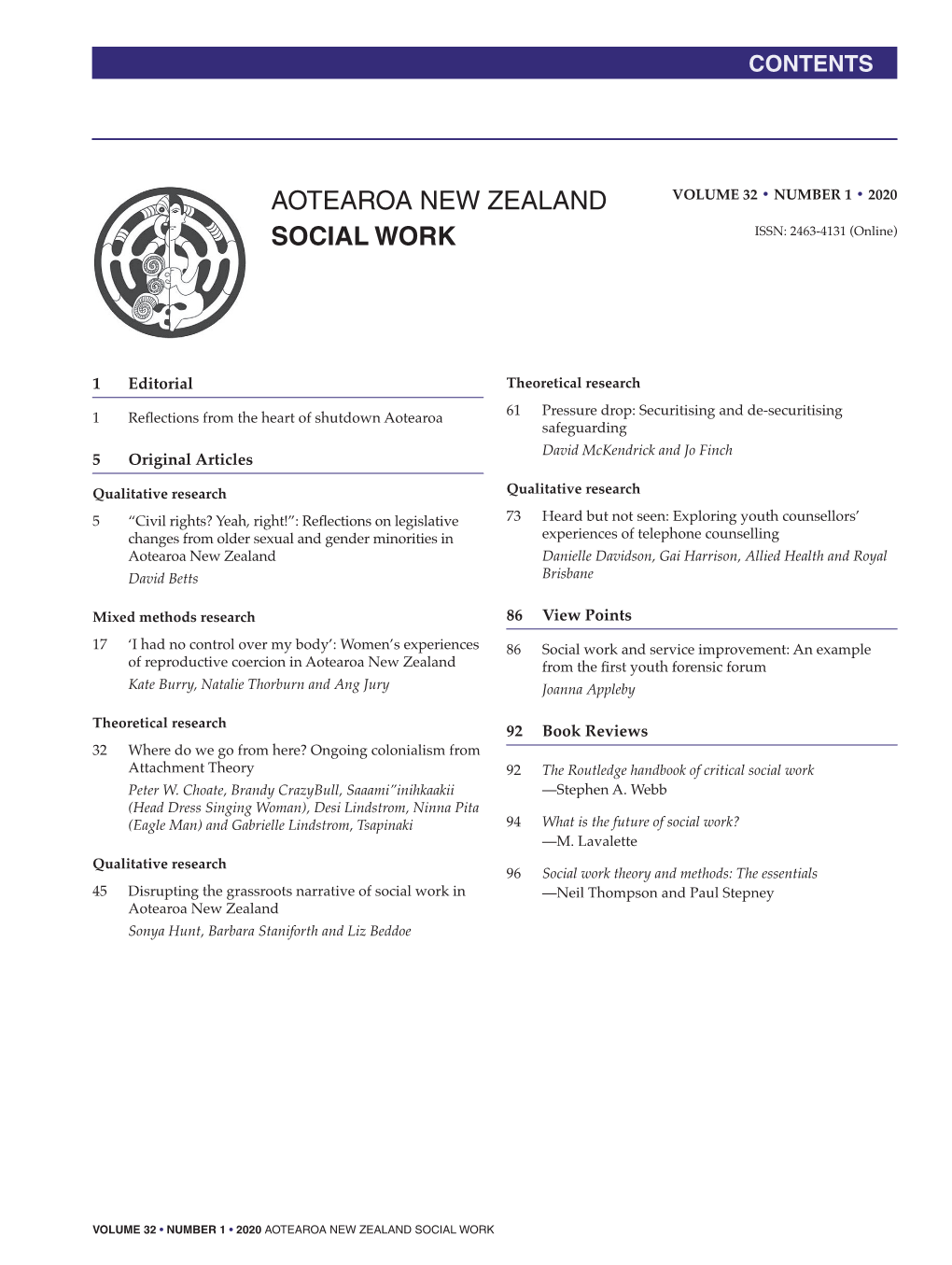 Aotearoa New Zealand Social Work Editorial