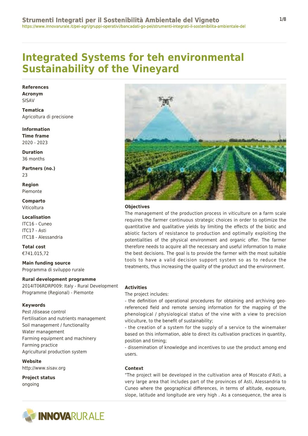 Integrated Systems for Teh Environmental Sustainability of the Vineyard