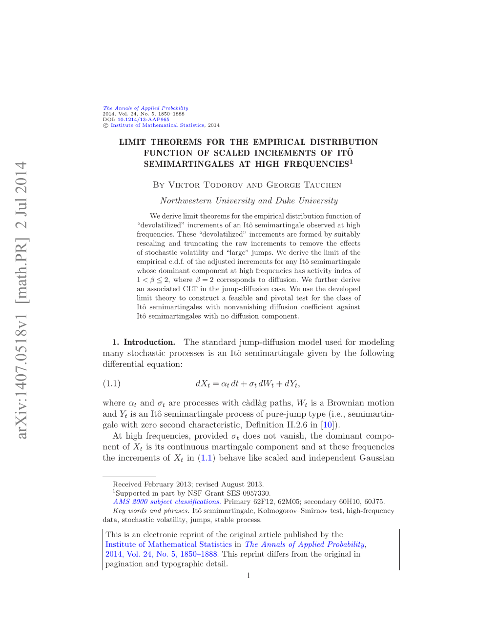 Limit Theorems for the Empirical Distribution Function of Scaled