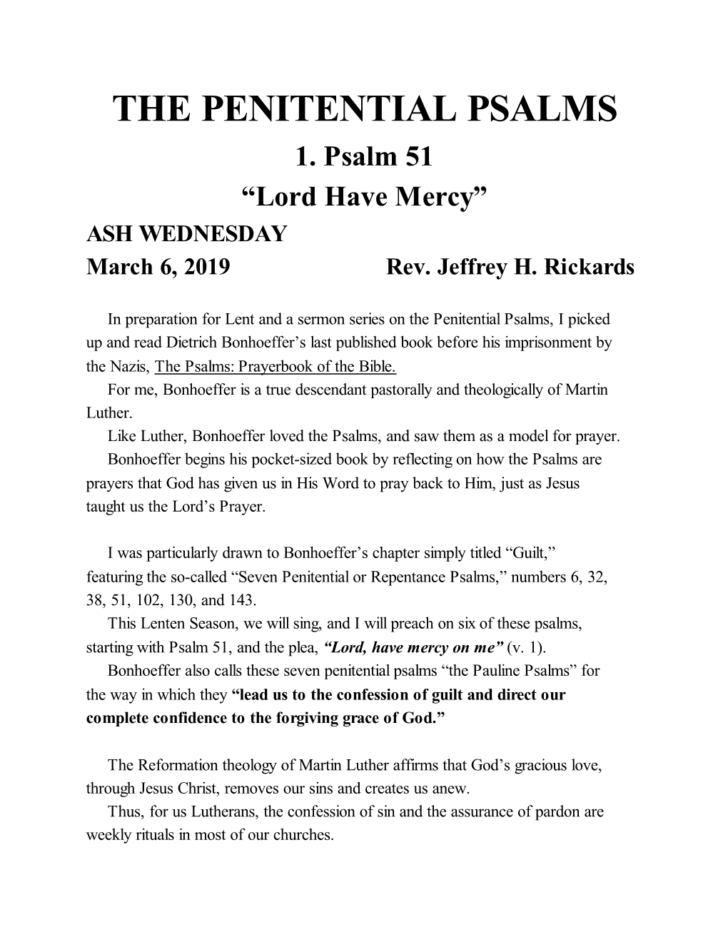 The Penitential Psalms 1