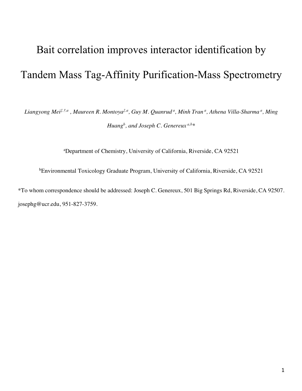 Bait Correlation Improves Interactor Identification by Tandem Mass Tag