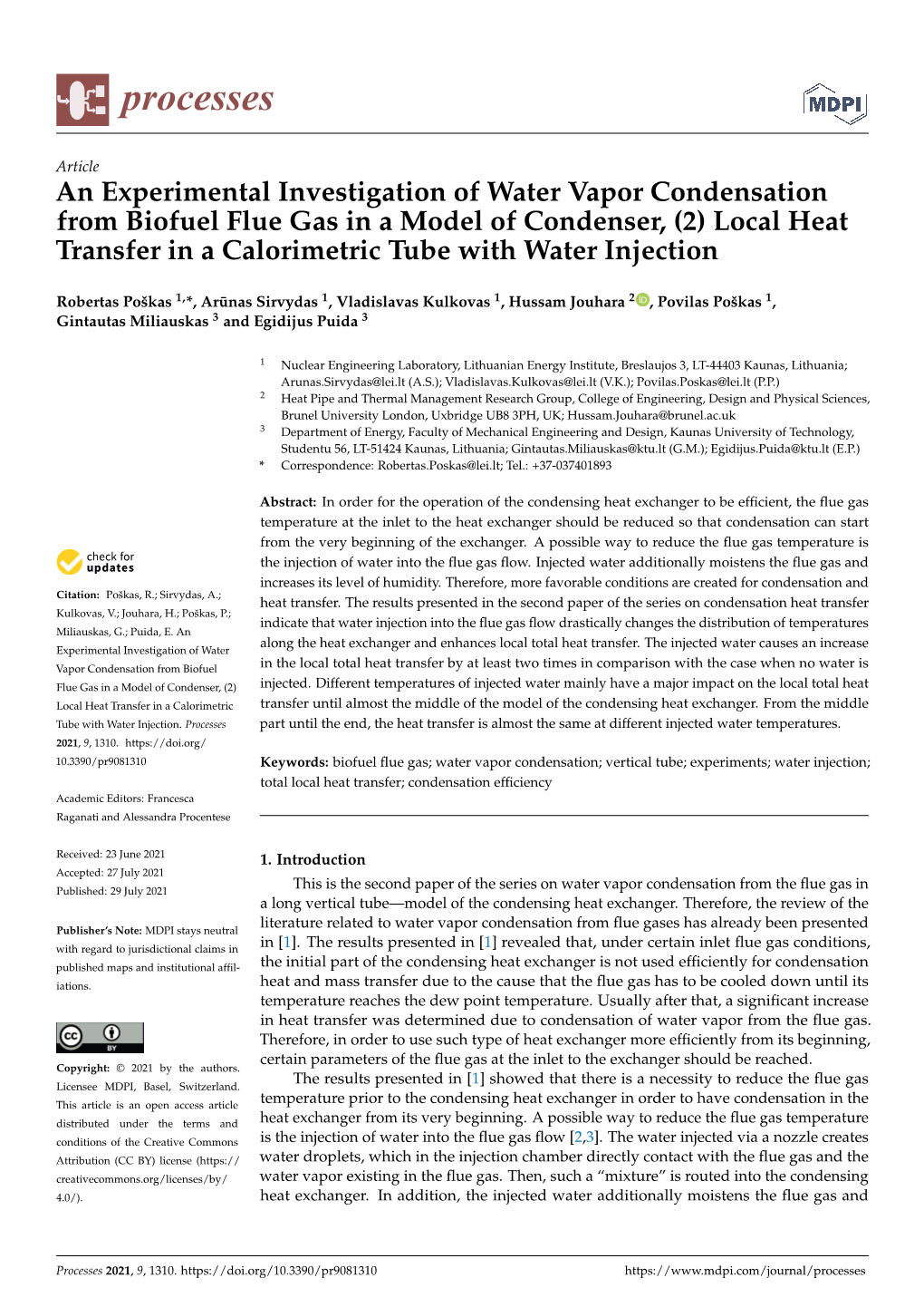 Local Heat Transfer in a Calorimetric Tube with Water Injection