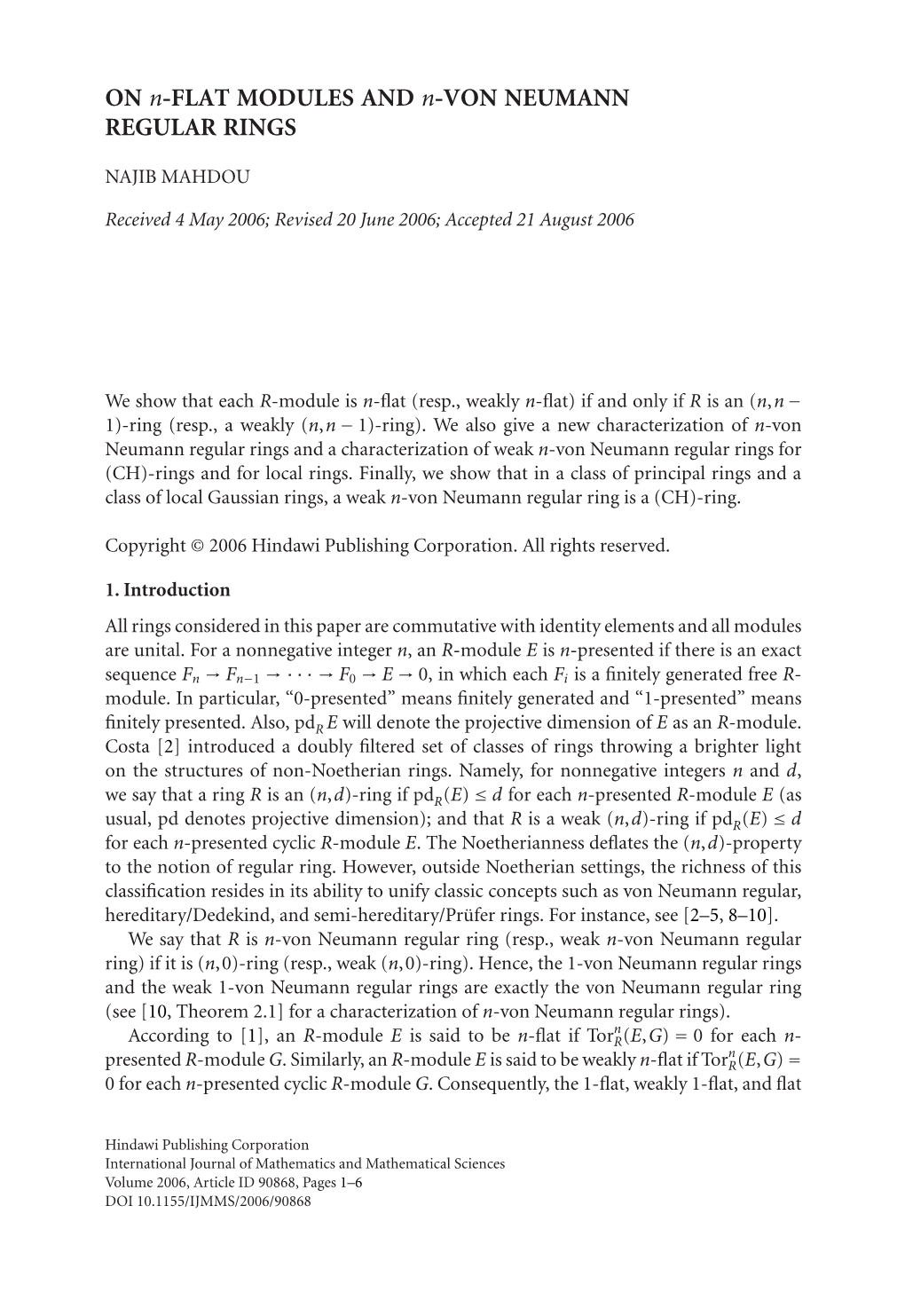 ON N-FLAT MODULES and N-VON NEUMANN REGULAR RINGS