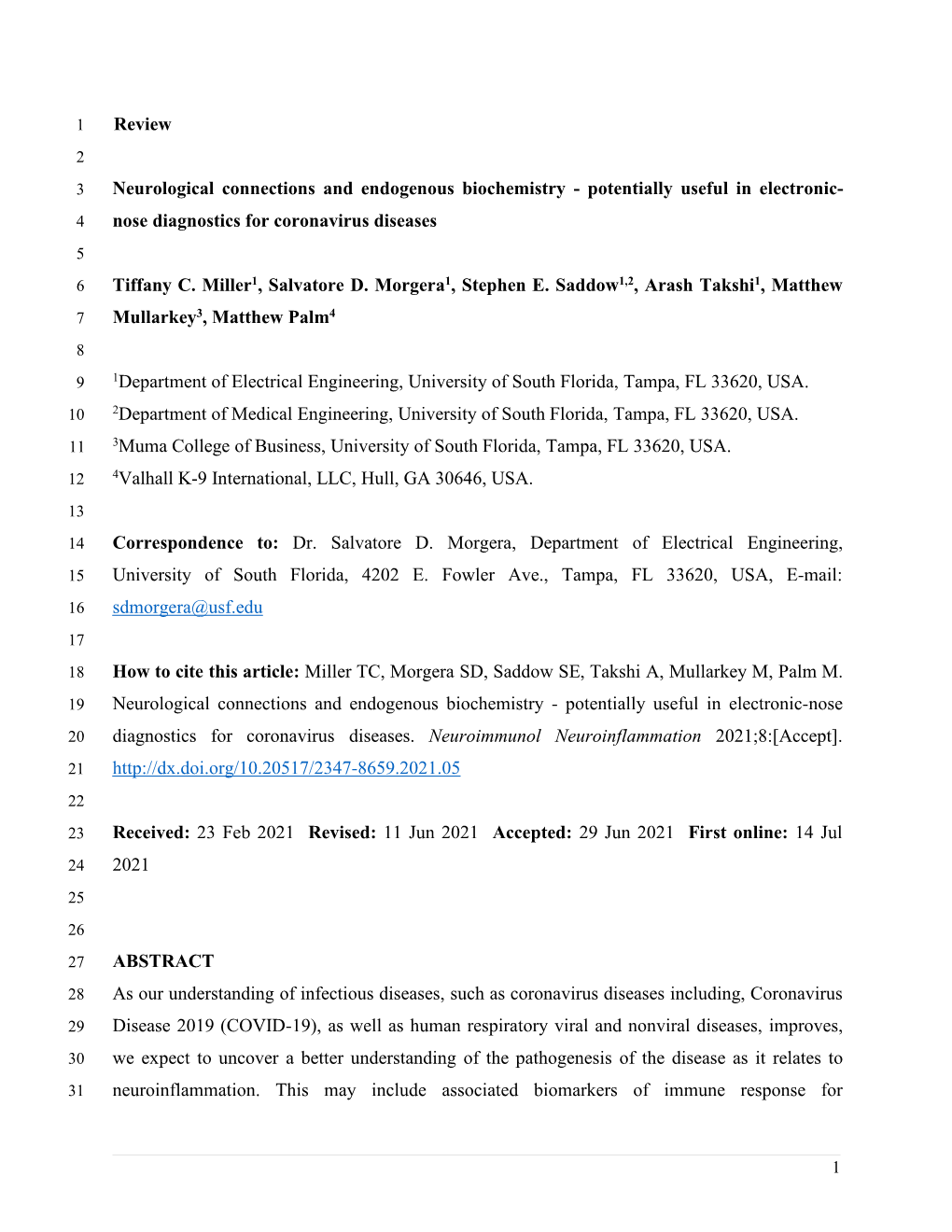 Review Neurological Connections and Endogenous Biochemistry