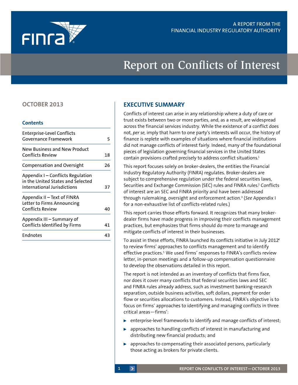 Report on Conflicts of Interest