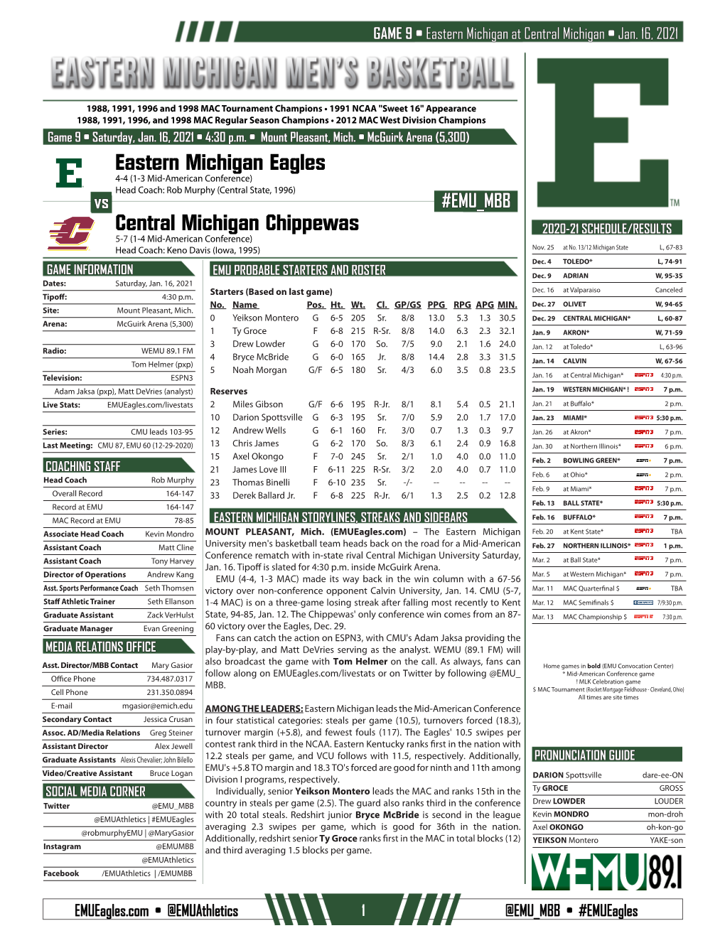 Eastern Michigan Eagles Central Michigan Chippewas