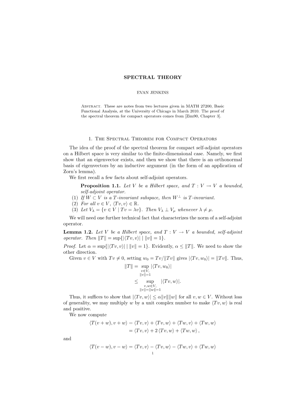 Spectral Theory