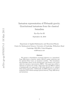 Instanton Representation of Plebanski Gravity. Gravitational Instantons