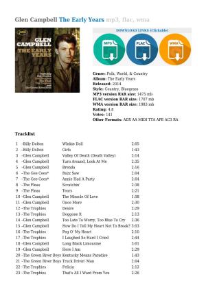 Glen Campbell the Early Years Mp3, Flac, Wma