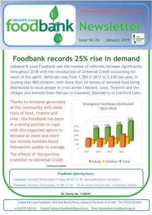 Foodbank Records 25% Rise in Demand
