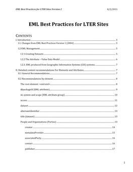 EML Best Practices for LTER Sites Version 2 8/2/2011