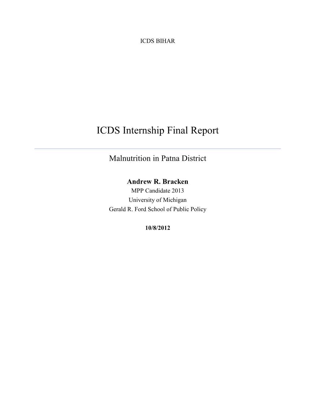 ICDS Internship Final Report