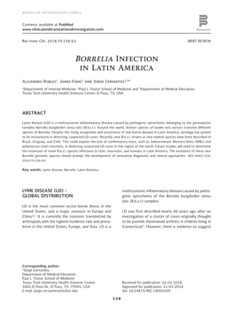 Borrelia Infection in Latin America