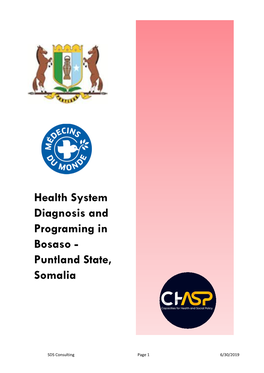 Health System Diagnosis and Programing in Bosaso - Puntland State, Somalia