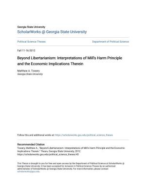 Interpretations of Mill's Harm Principle and the Economic Implications Therein