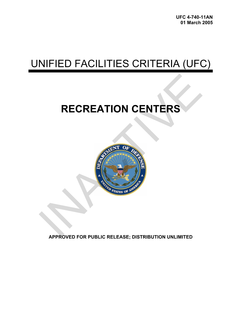 UFC 4-740-11AN Recreation Centers
