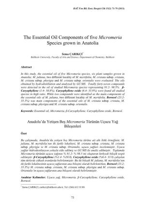 The Essential Oil Components of Five Micromeria Species Grown in Anatolia
