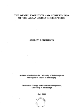 The Origin, Evolution and Conservation of the Arran Sorb Us Microspecies