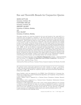 Size and Treewidth Bounds for Conjunctive Queries