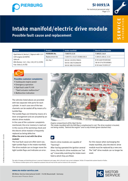 Intake Manifold/Electric Drive Module the Reference Numbers Given Are for Comparison Purposes Only Andmust Not Beused Oninvoices to Theconsumer