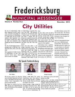 City Utilities the City of Fredericksburg’S Public in Fredericksburg, We Purchase Elec- Home