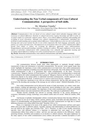 Understanding the Non Verbal Components of Cross Cultural Communication: a Perspective of Soft Skills
