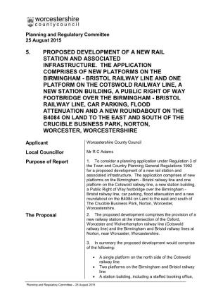 5. Proposed Development of a New Rail Station and Associated Infrastructure