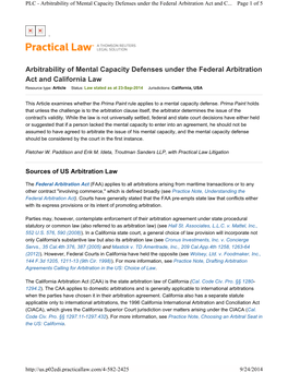 Arbitrability of Mental Capacity Defenses Under the Federal Arbitration Act and C