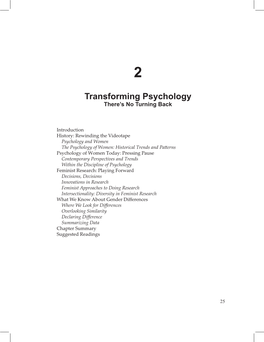 Transforming Psychology There’S No Turning Back