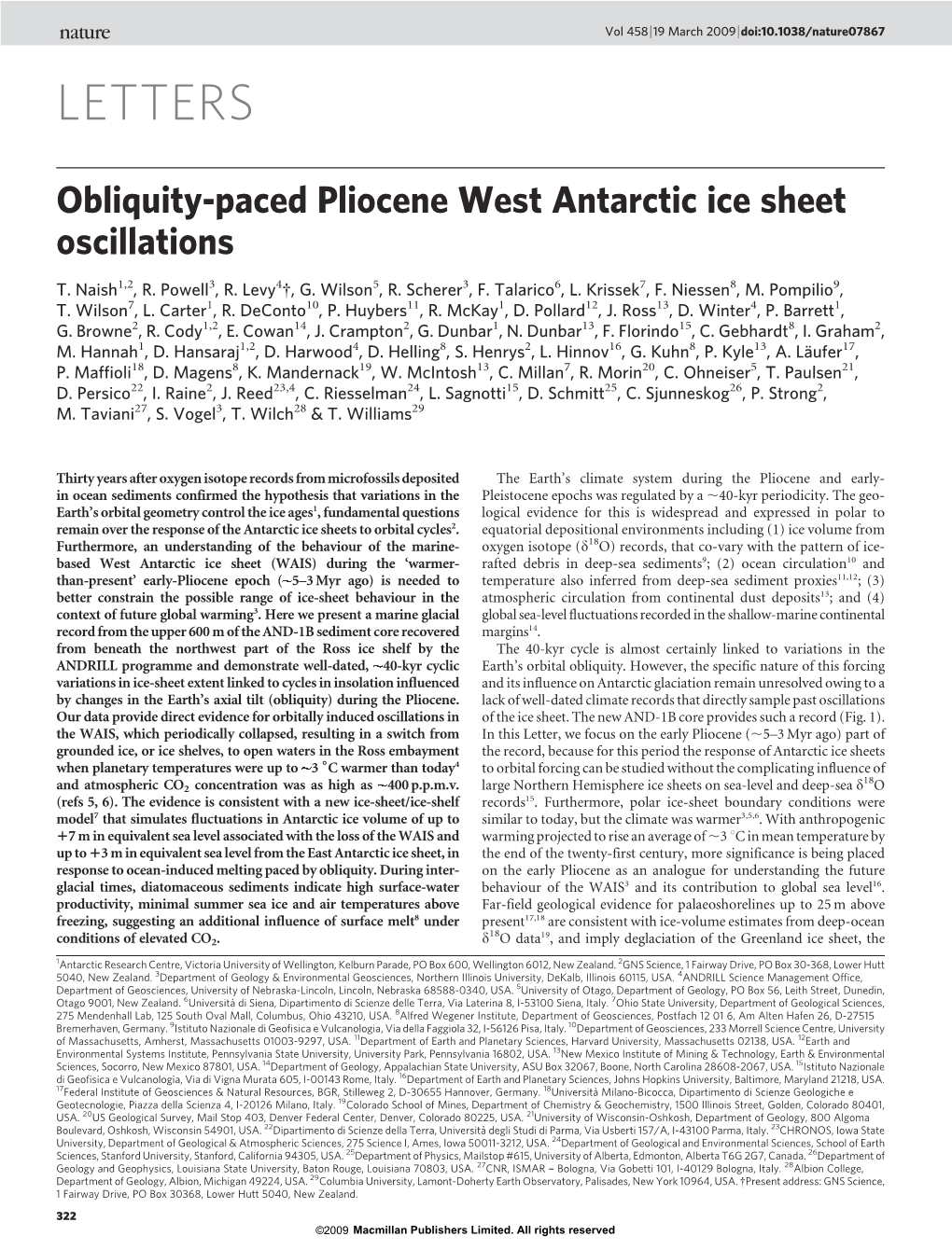 Obliquity-Paced Pliocene West Antarctic Ice Sheet Oscillations