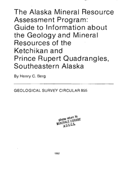 Ketchikan and Prince Rupert Quadrangles, Southeastern Alaska
