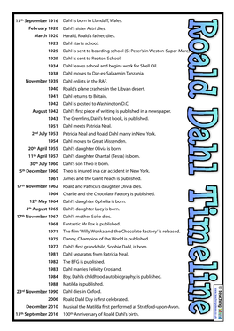 Roald Dahl Timeline with Questions