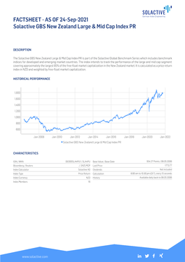 FACTSHEET - AS of 24-Sep-2021 Solactive GBS New Zealand Large & Mid Cap Index PR