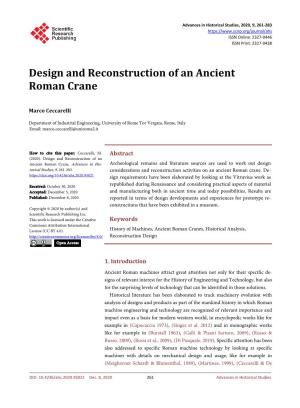 Design and Reconstruction of an Ancient Roman Crane