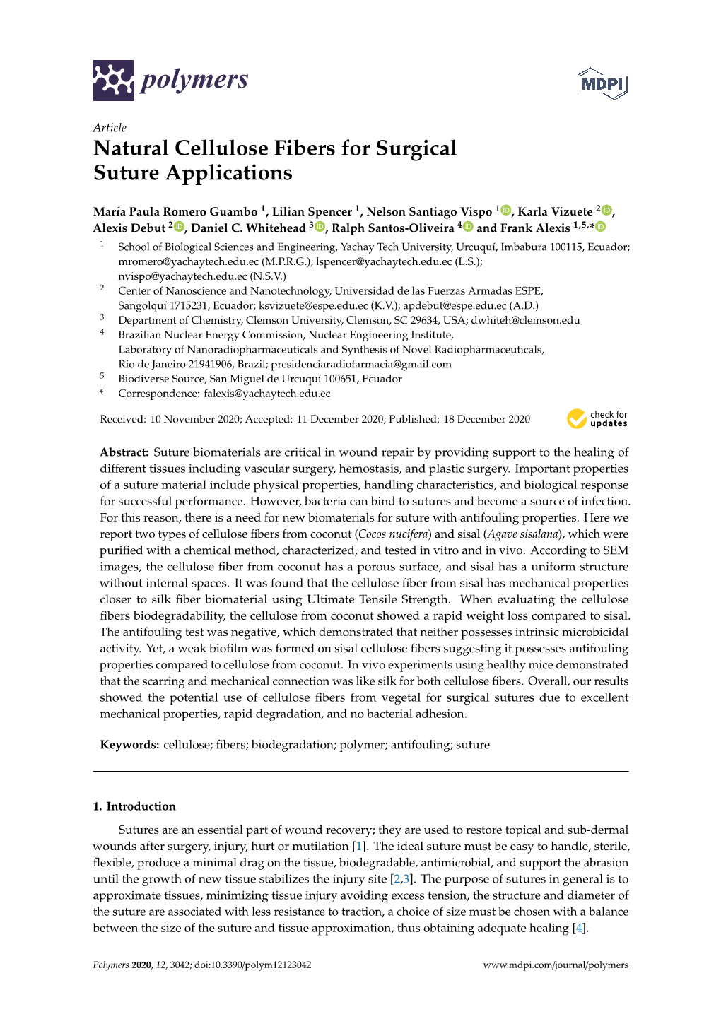 Natural Cellulose Fibers for Surgical Suture Applications